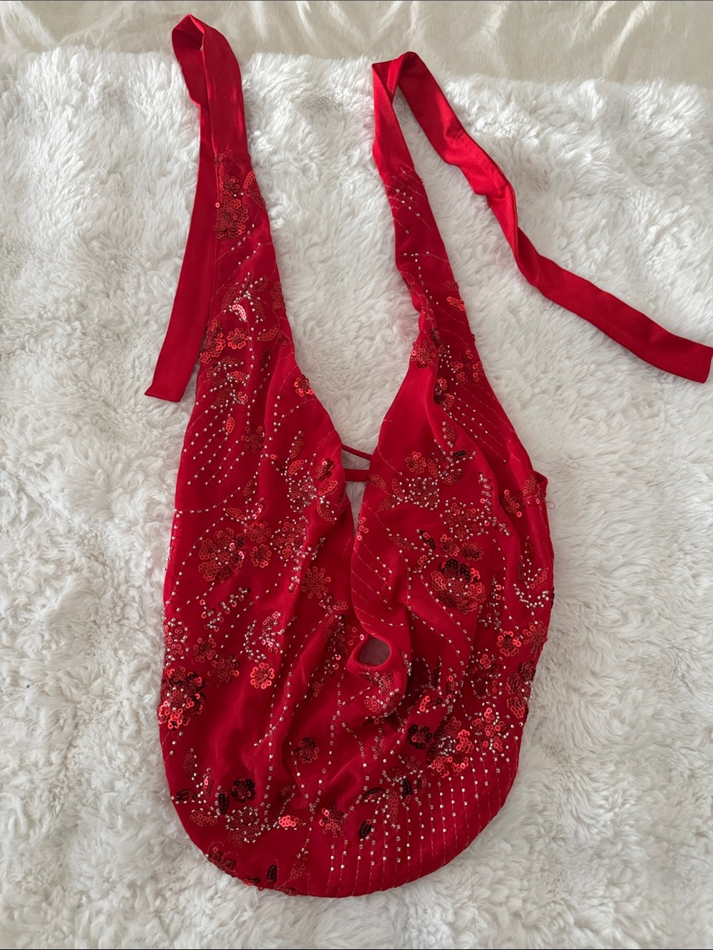 Red Embellished Halter top